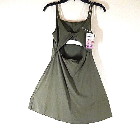 New HALARA THAT TIKTOK BRAND Dark Olive Dark Navy Green Small Women DRESS - Picture 6 of 8